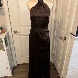 Chic Backless Halter Dress in Rich Brown